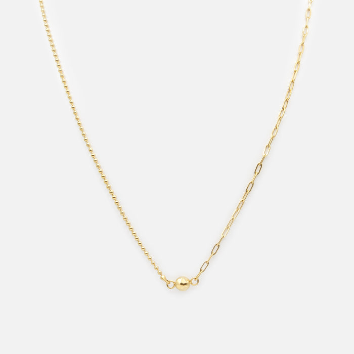 Collier doré bille solitaire en acier inoxydable