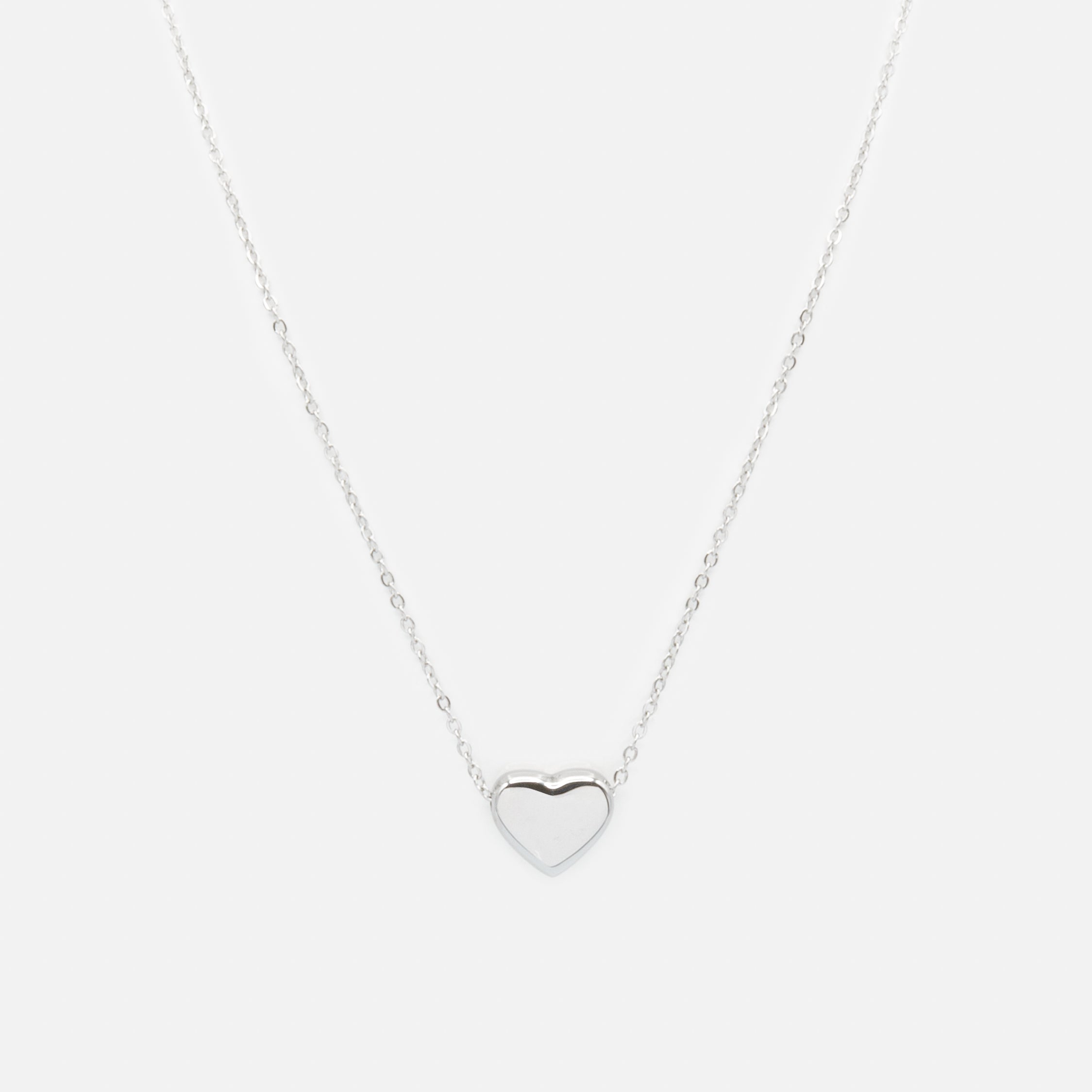 Collier argenté cœur épais en acier inoxydable