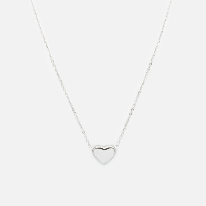 Collier argenté cœur épais en acier inoxydable