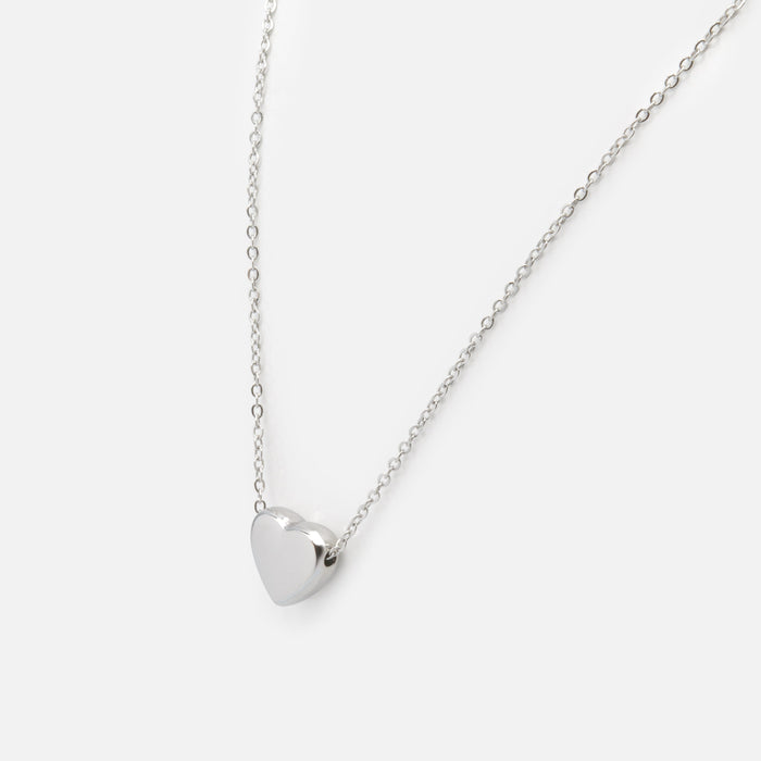 Collier argenté cœur épais en acier inoxydable