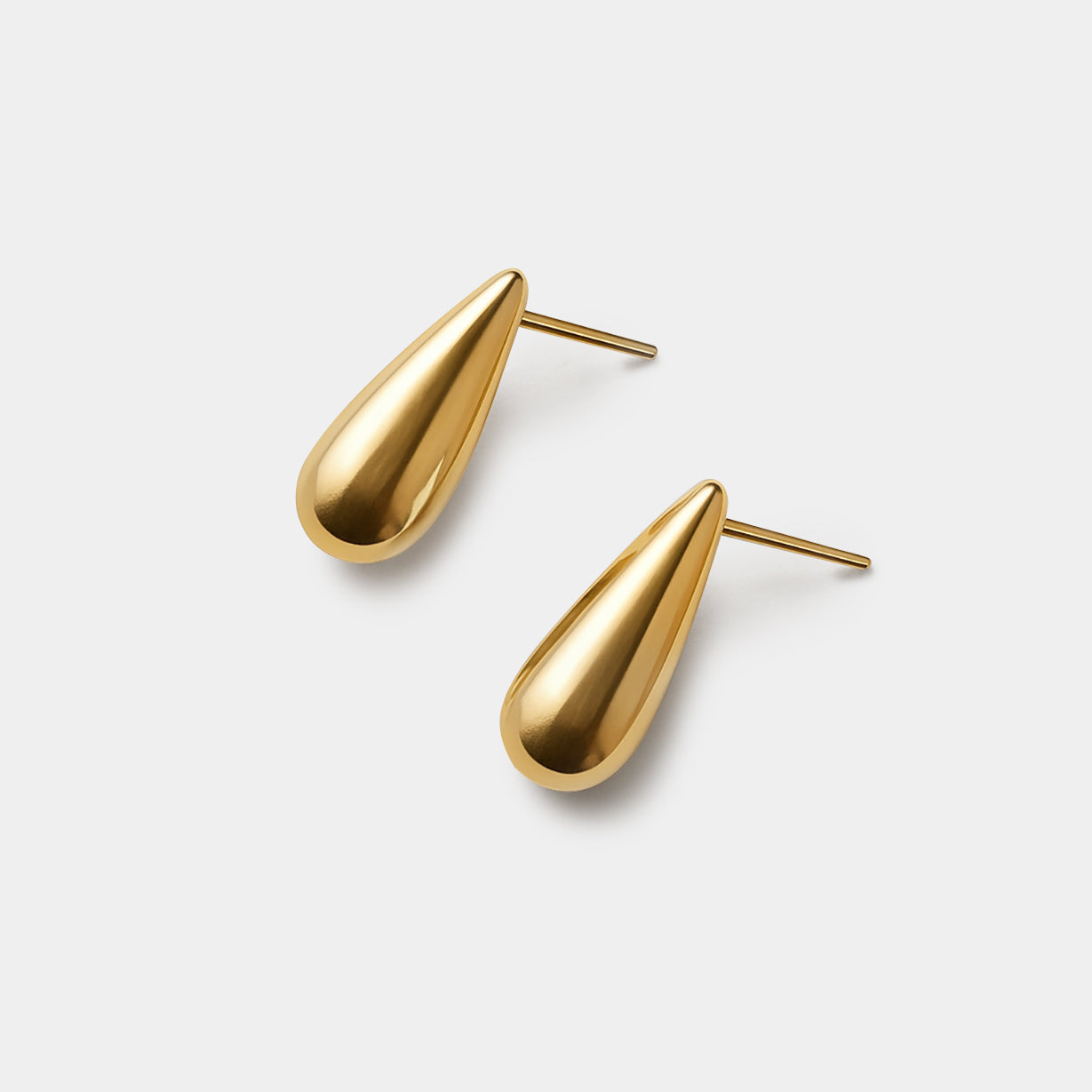 Boucles d'oreilles dorées en forme de goutte en acier inoxydable