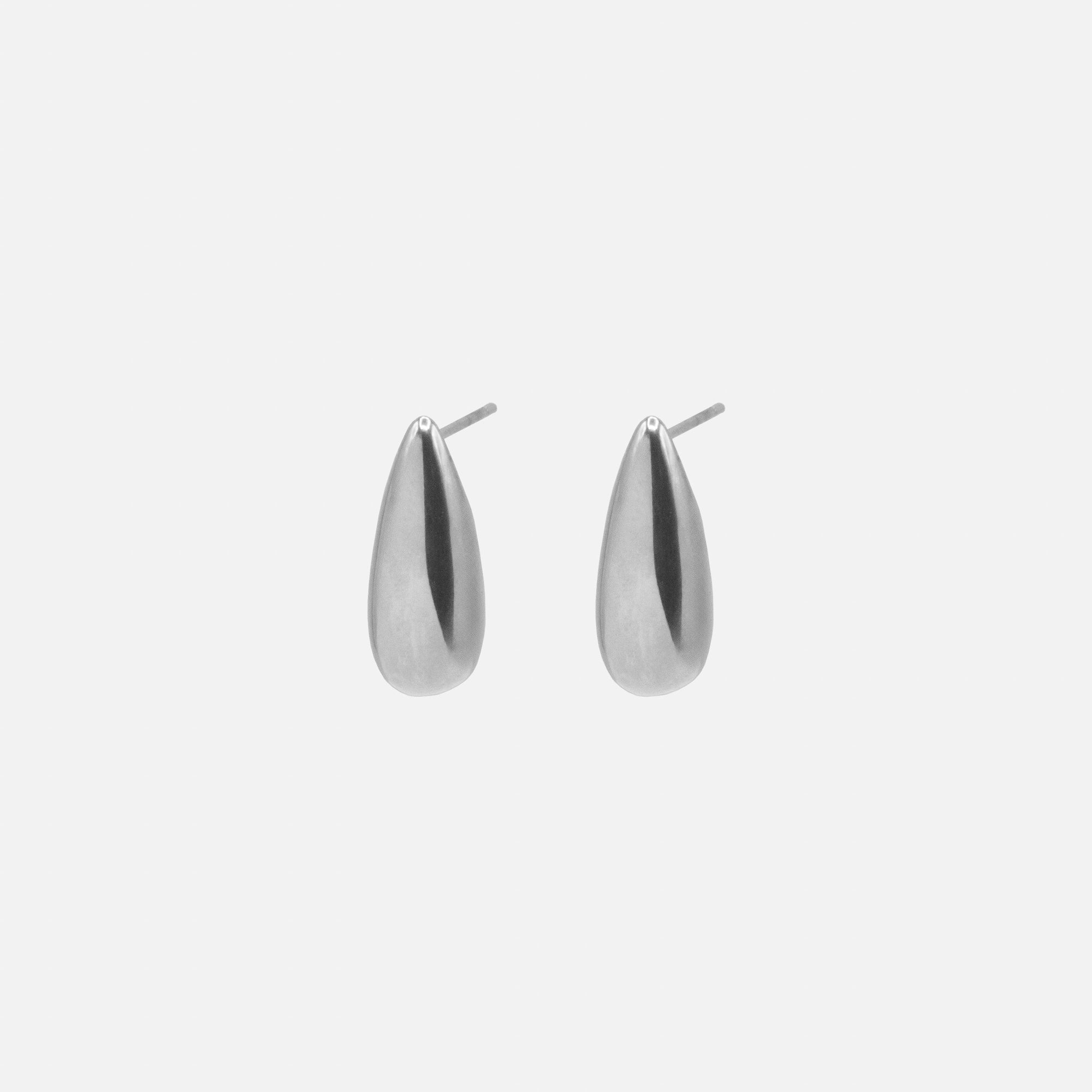 Boucles d'oreilles argentées en forme de goutte en acier inoxydable