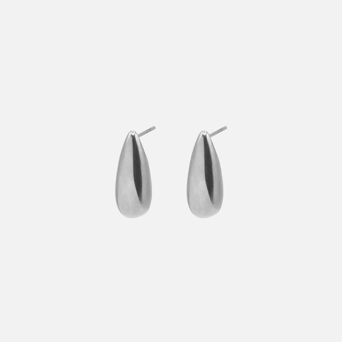 Boucles d'oreilles argentées en forme de goutte en acier inoxydable