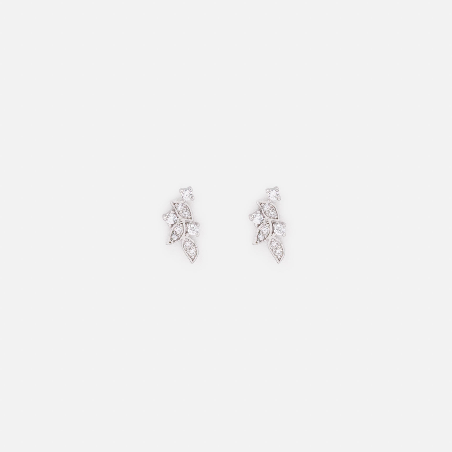 Boucles d'oreilles feuillage argenté en acier inoxydable