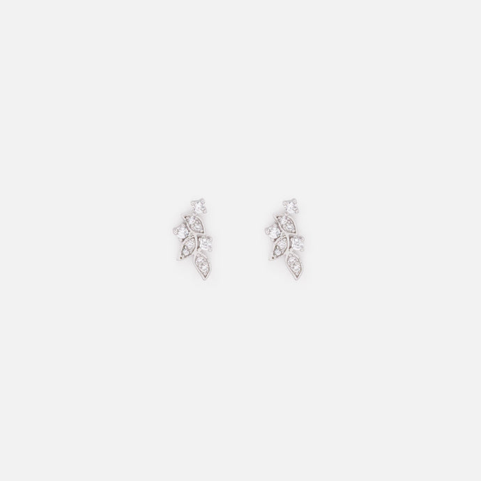 Boucles d'oreilles feuillage argenté en acier inoxydable