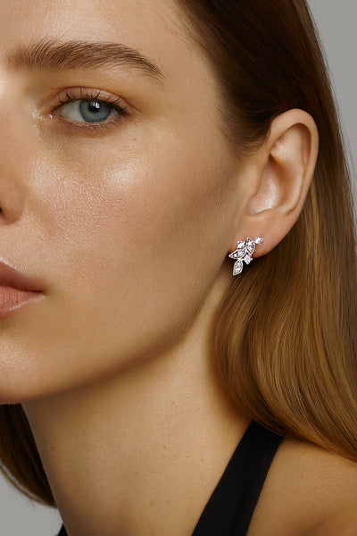 Charger l&#39;image dans la galerie, Boucles d&#39;oreilles feuillage argenté en acier inoxydable
