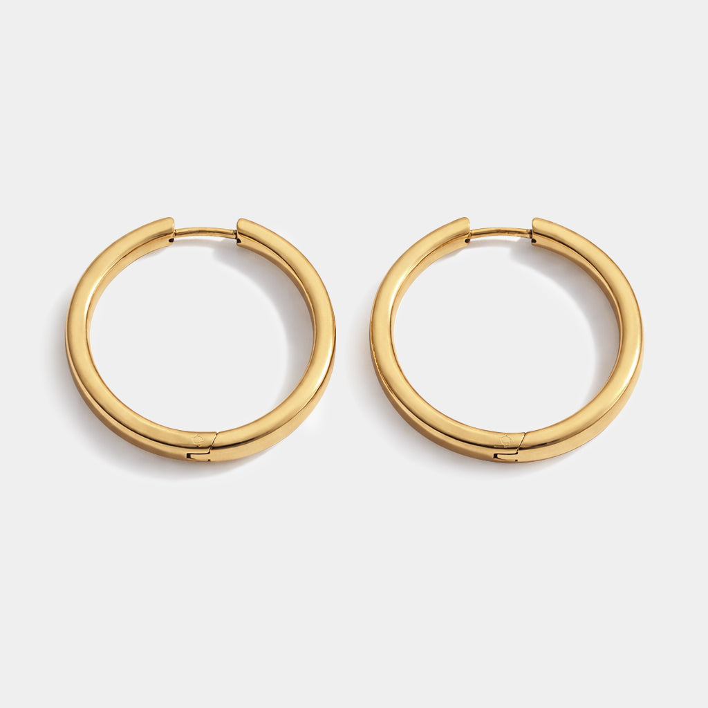 Boucles d'oreilles anneaux dorés en acier inoxydable