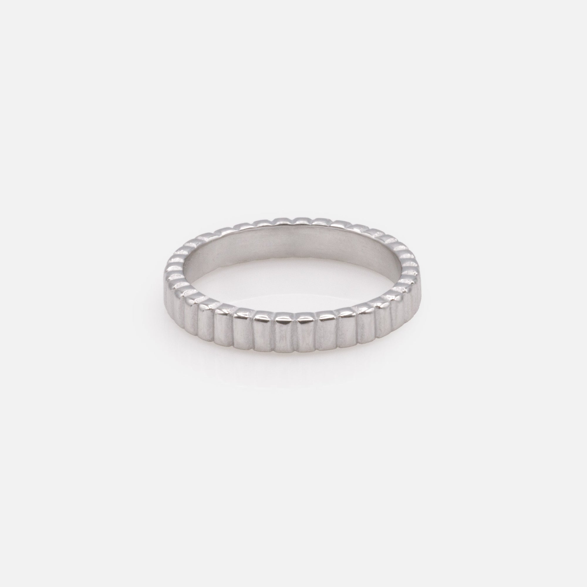 Textured silver stainless steel ring