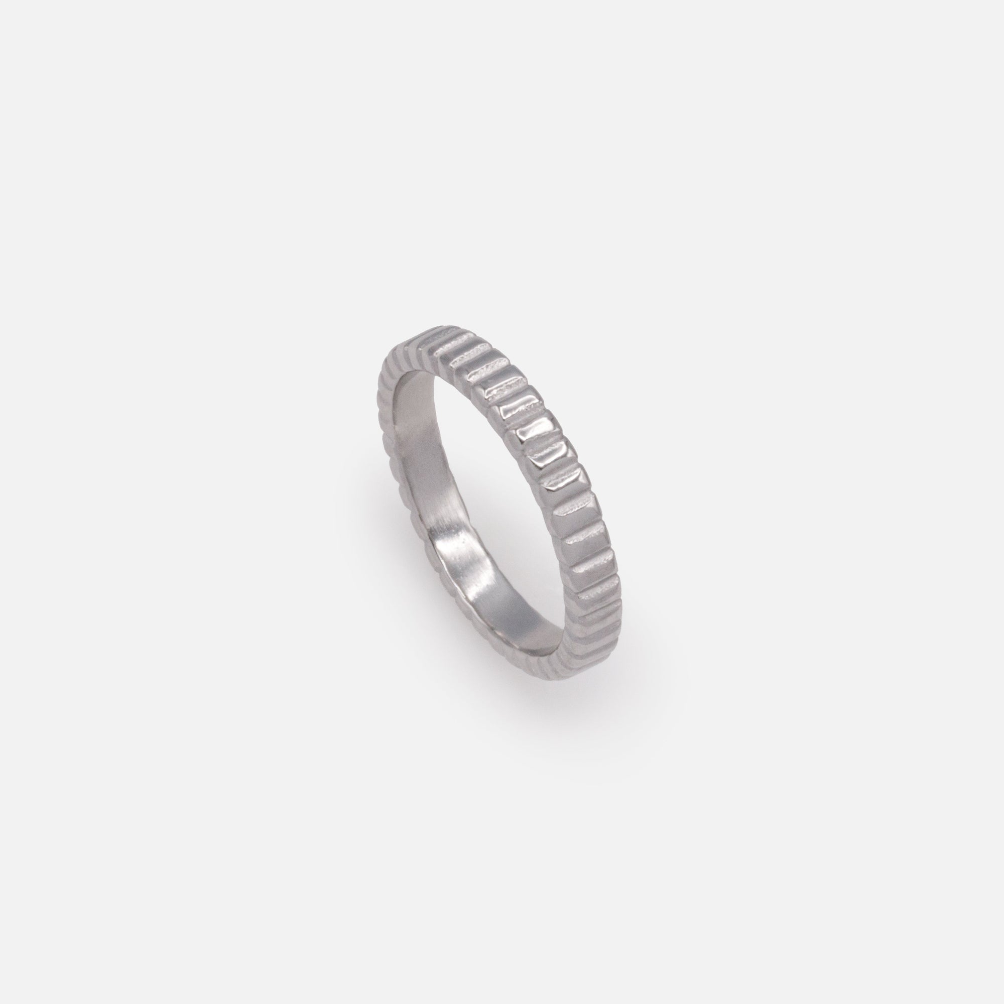 Textured silver stainless steel ring