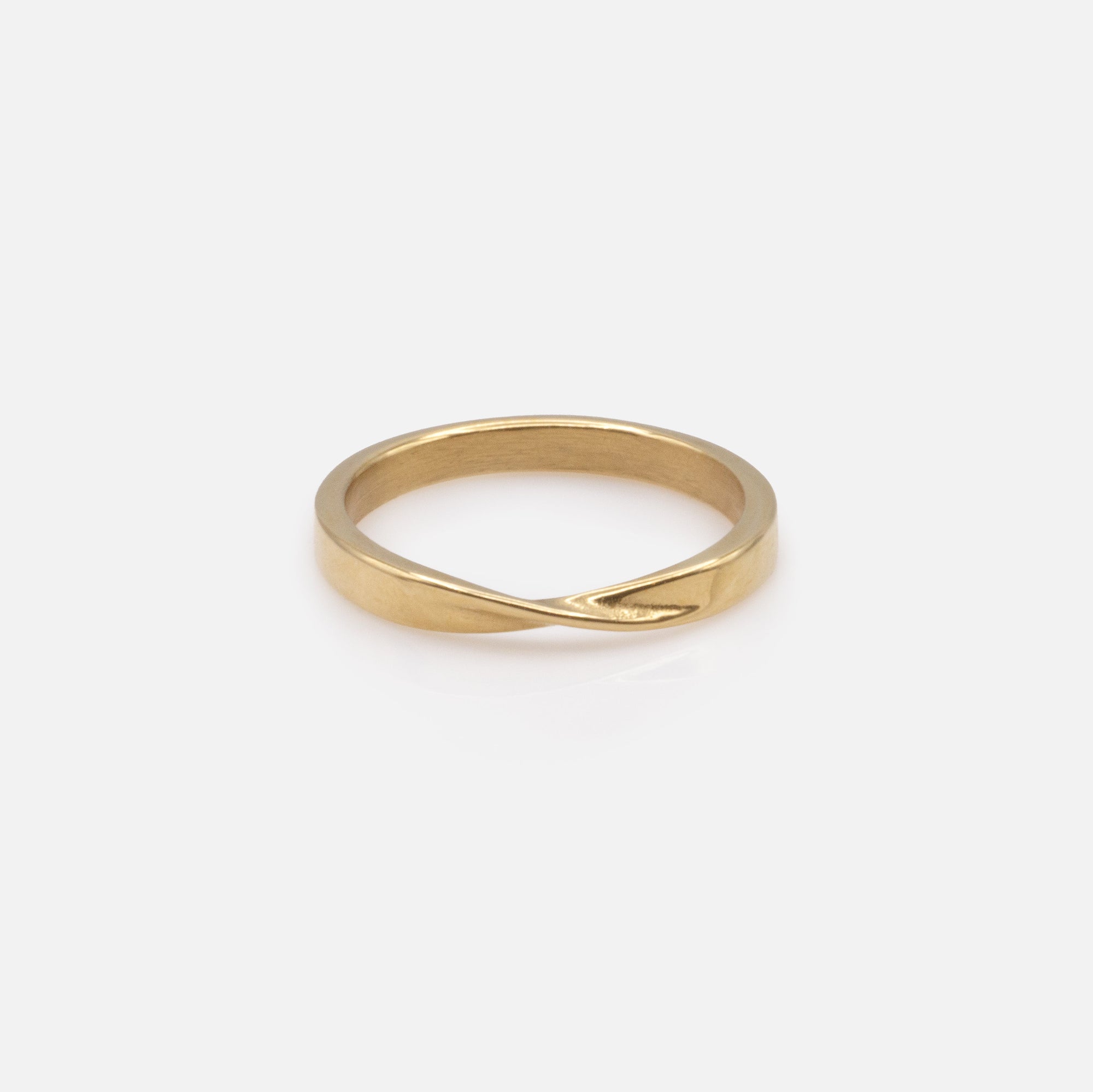 Gold ring with stainless steel twist