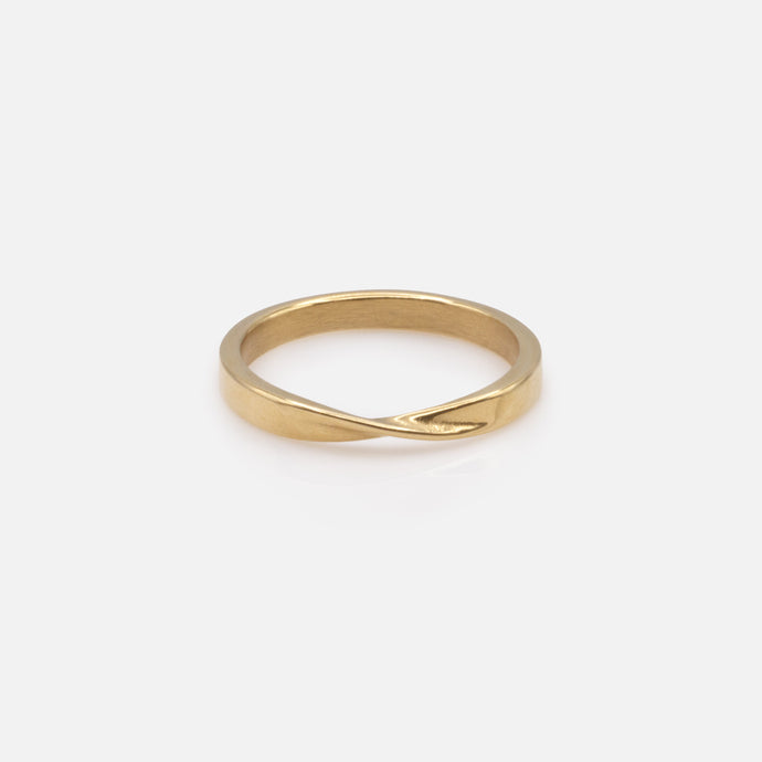 Gold ring with stainless steel twist