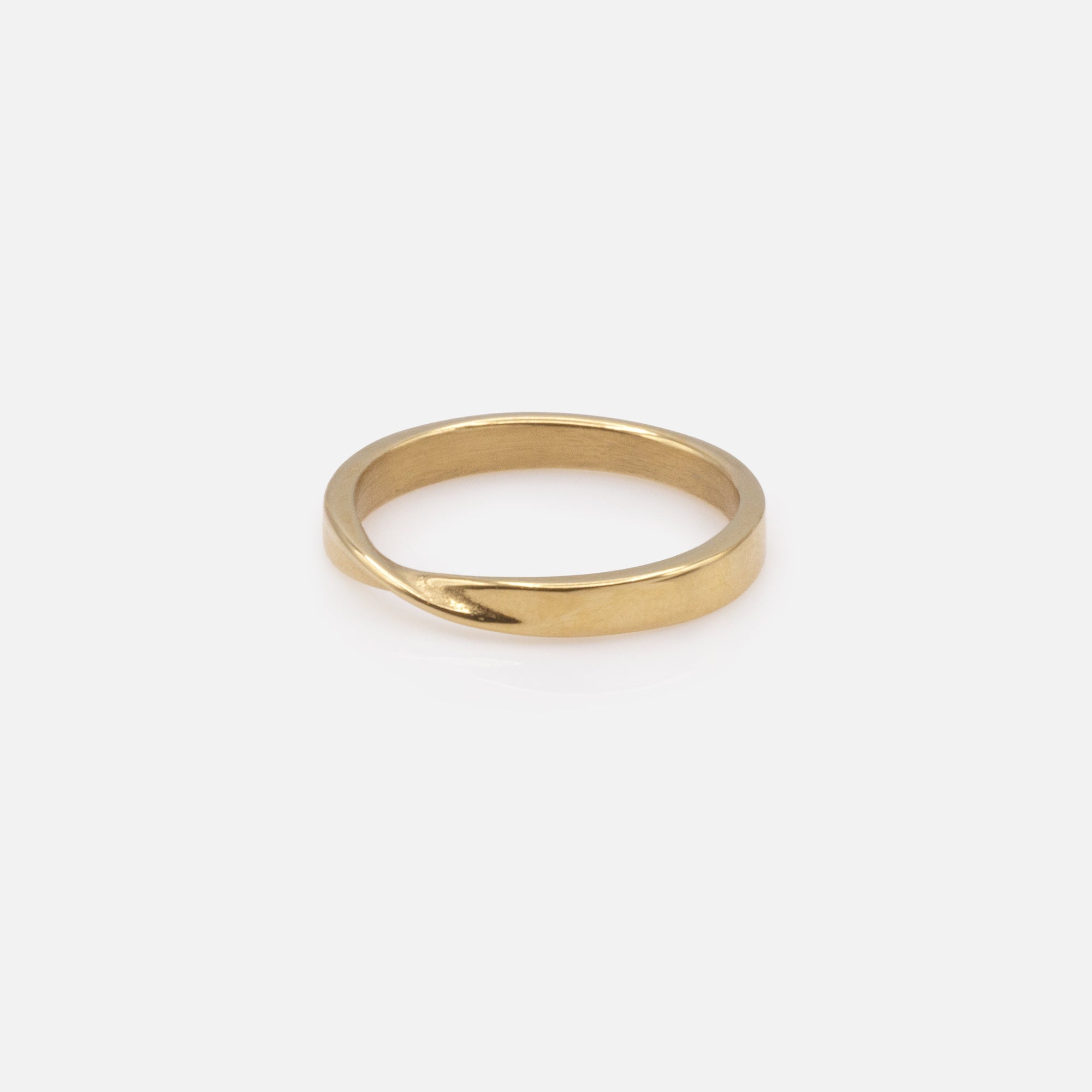Gold ring with stainless steel twist