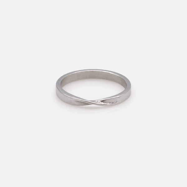 Load image into Gallery viewer, Silver ring with stainless steel twist

