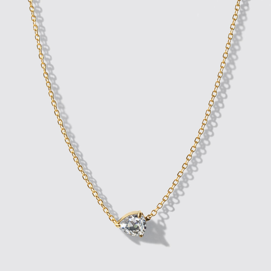 Collier doré en acier inoxydable, zircone cubique en forme de goutte