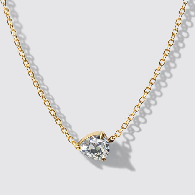 Collier doré en acier inoxydable, zircone cubique en forme de goutte