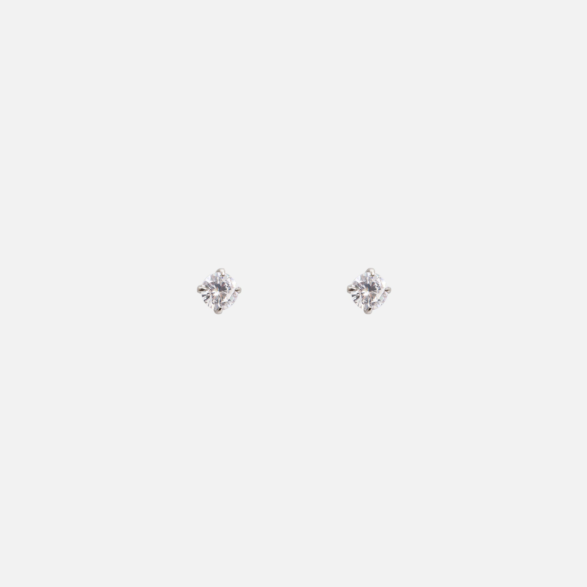 Very small cubic zirconia silver stainless steel fixed earrings