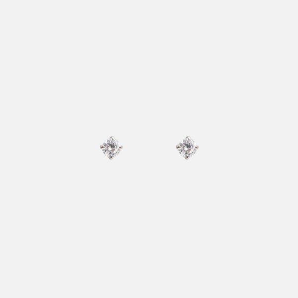 Load image into Gallery viewer, Very small cubic zirconia silver stainless steel fixed earrings
