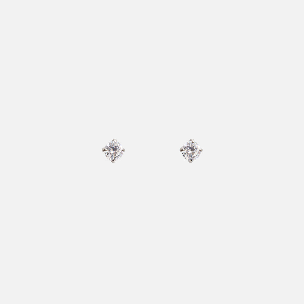 Very small cubic zirconia silver stainless steel fixed earrings