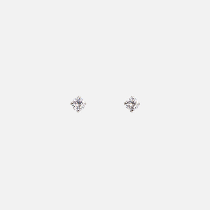 Boucles d'oreilles fixes très petit zircon cubique argent en acier inoxydable
