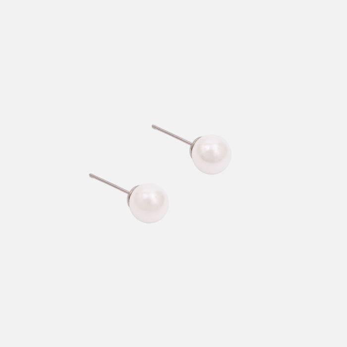 8mm stainless steel pearl earrings
