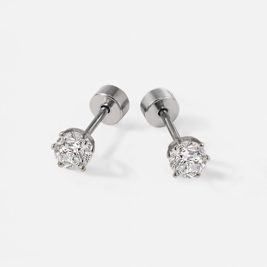 Mini boucles d'oreilles argentées en acier inoxydable avec zircon cubique 3 mm