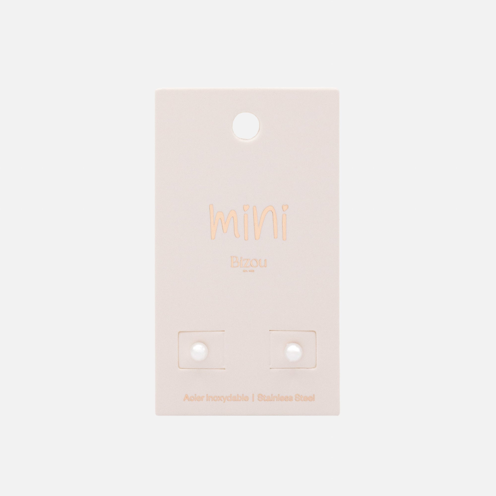 Mini boucles d'oreilles argentées en acier inoxydable avec perle 3 mm