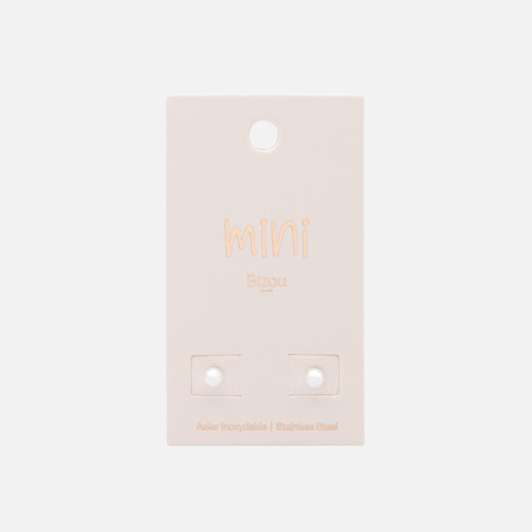 Charger l&#39;image dans la galerie, Mini boucles d&#39;oreilles argentées en acier inoxydable avec perle 3 mm
