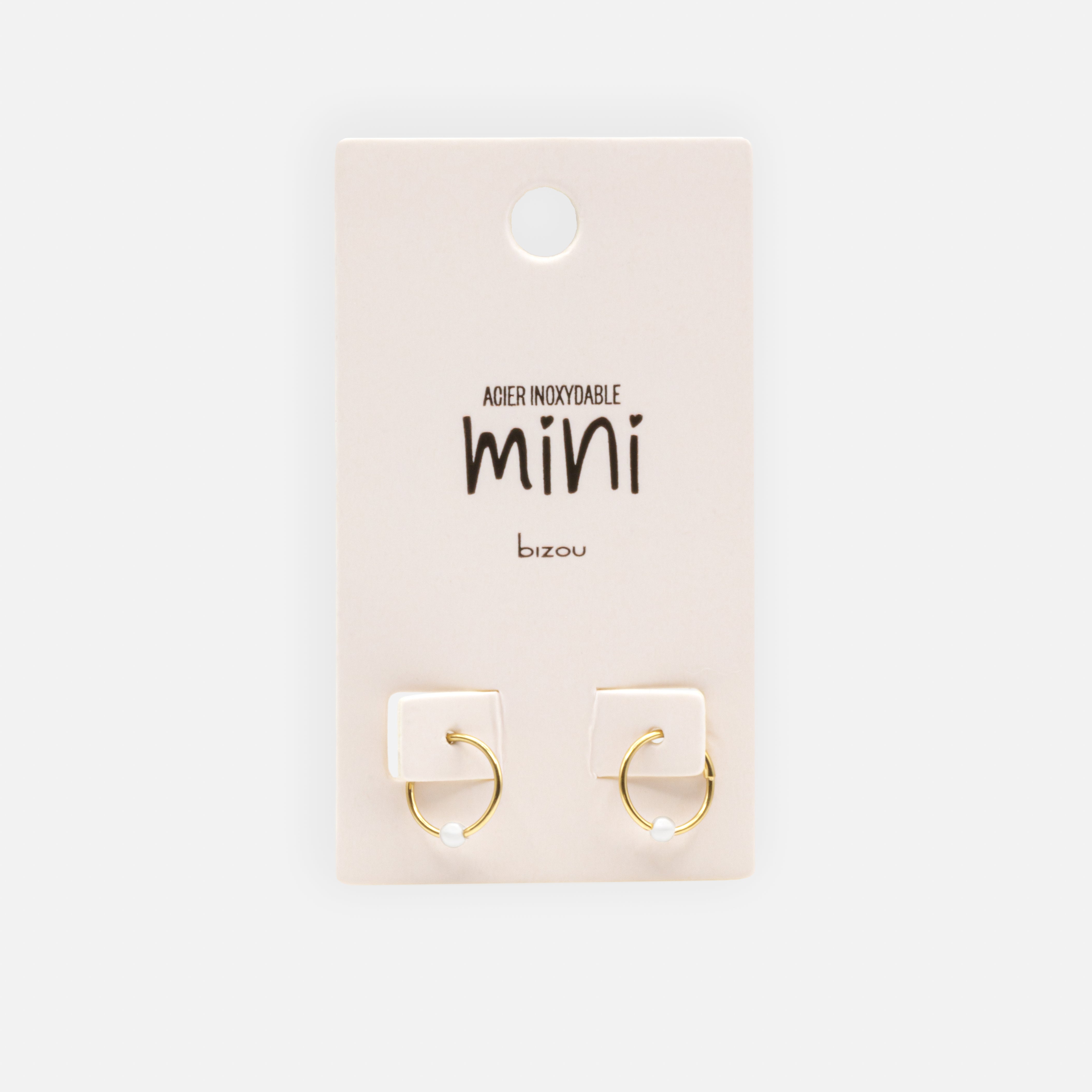 Mini boucles d’oreilles dormeuses dorées avec perle en acier inoxydable