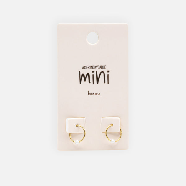 Load image into Gallery viewer, Mini gold-plated sleeper earrings with pearl in stainless steel
