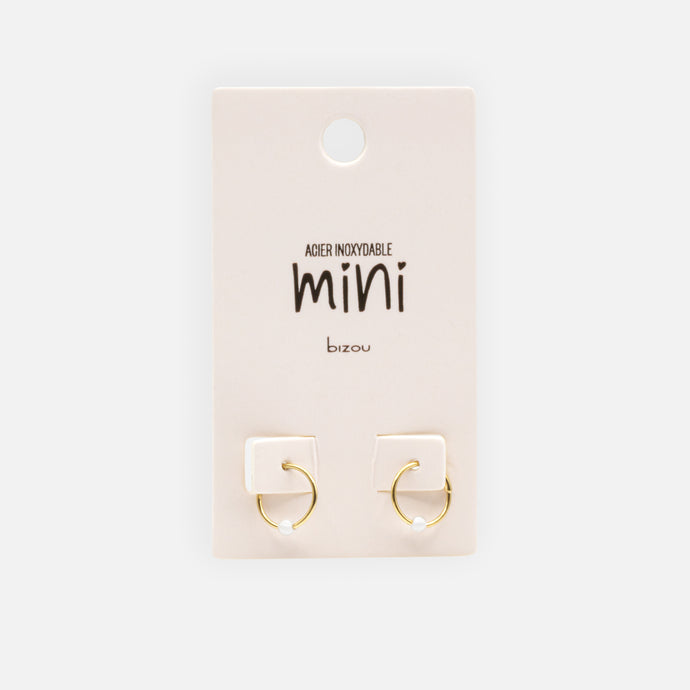 Mini boucles d’oreilles dormeuses dorées avec perle en acier inoxydable