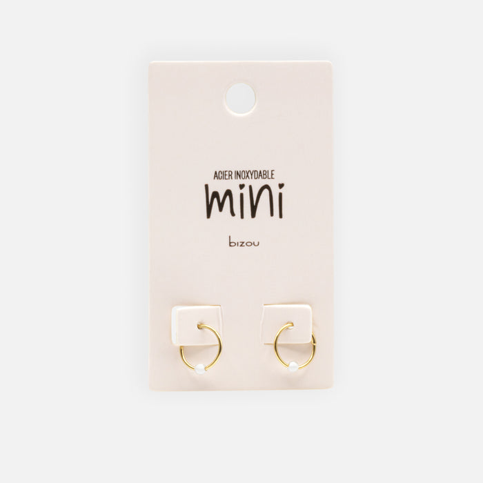 Mini boucles d’oreilles dormeuses dorées avec perle en acier inoxydable