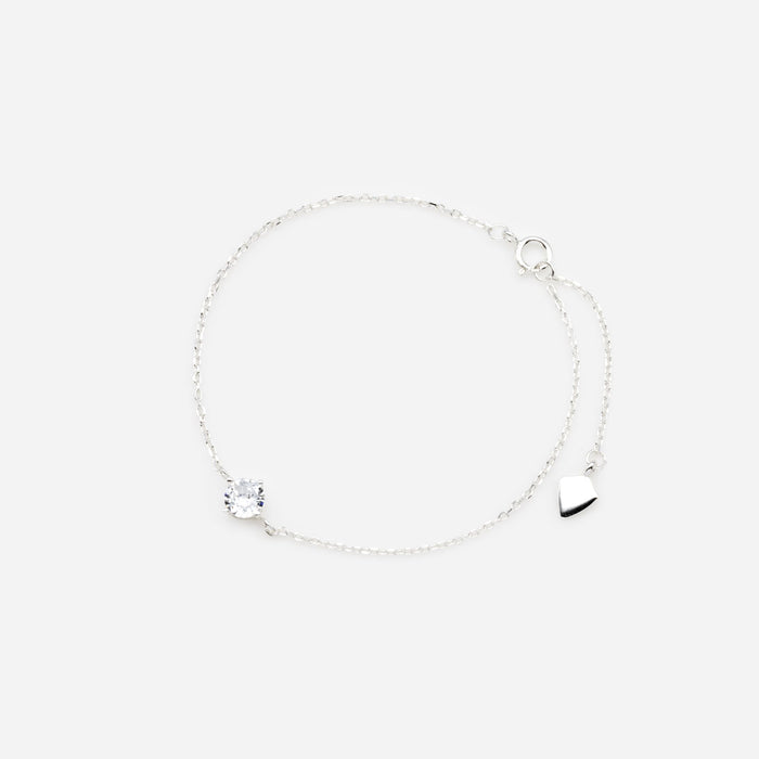 Bracelet délicat avec zircon cubique solitaire en argent sterling