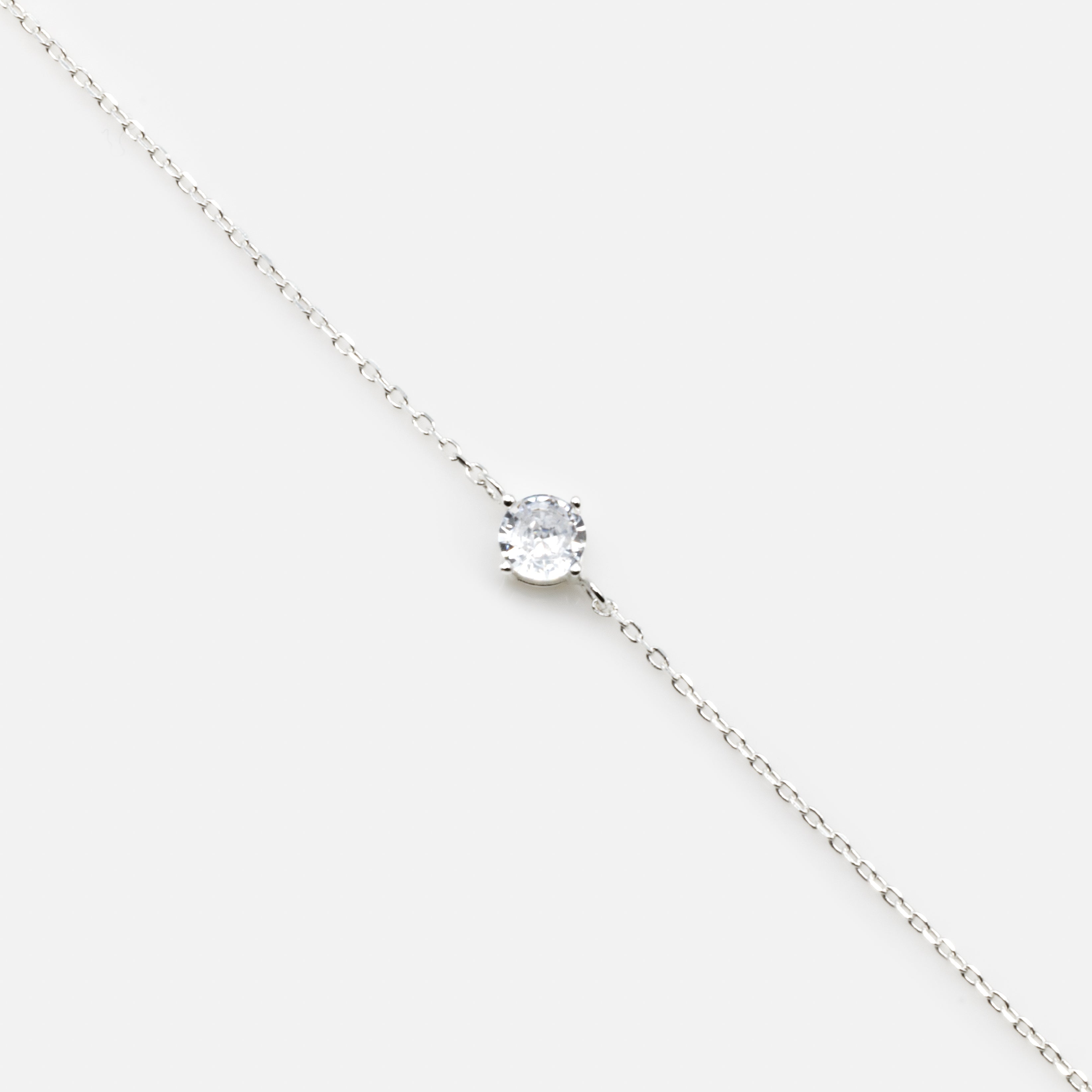 Delicate Cubic Zirconia Solitaire Bracelet in Sterling Silver