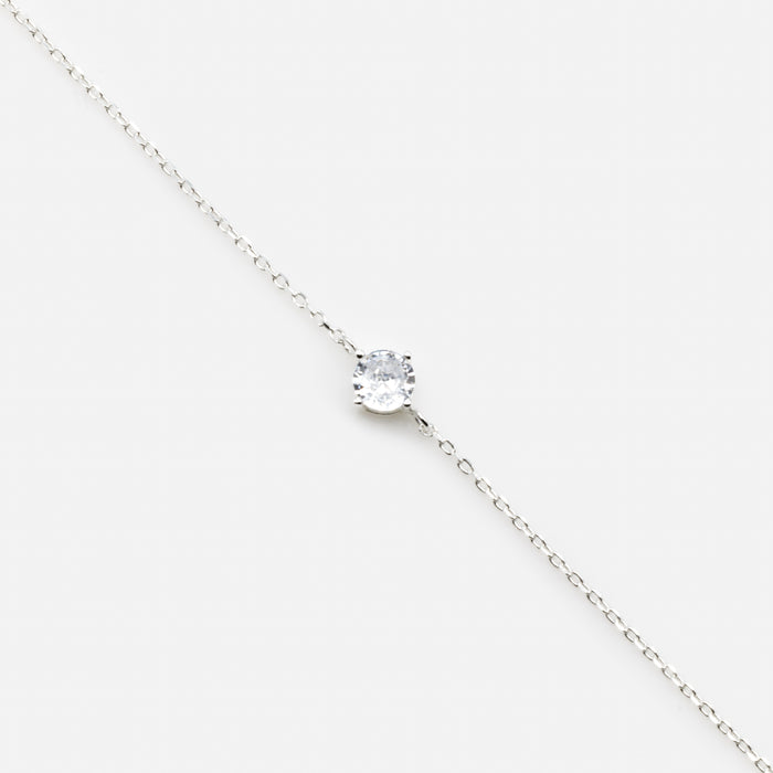 Bracelet délicat avec zircon cubique solitaire en argent sterling