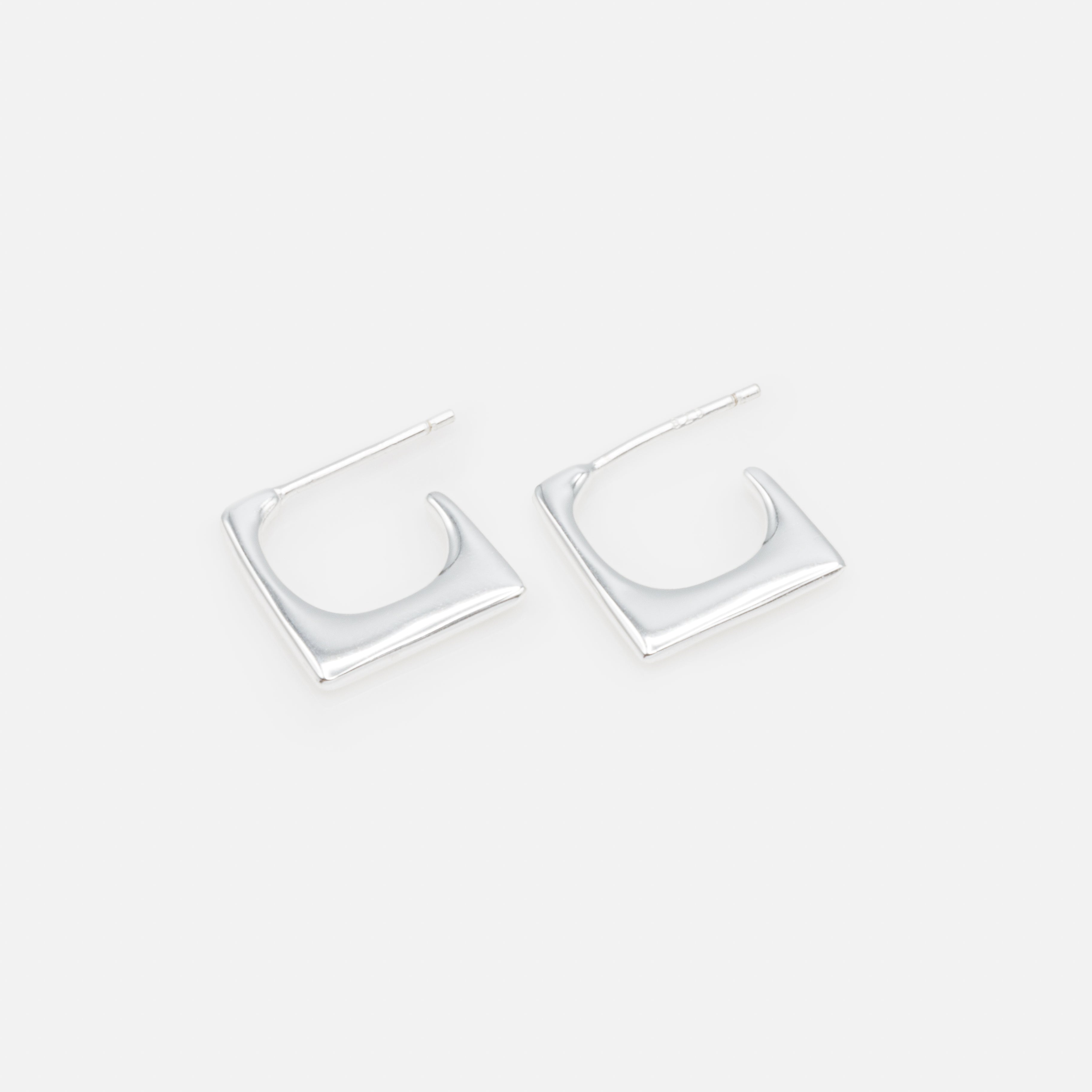 Boucles d'oreilles anneaux carrés en argent sterling