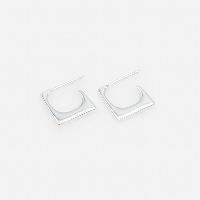 Boucles d'oreilles anneaux carrés en argent sterling
