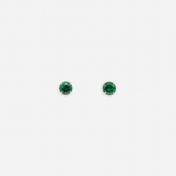 Boucles d'oreilles zircons cubiques émeraude en argent sterling