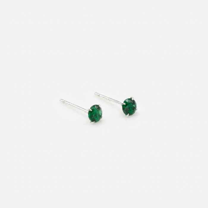 Boucles d'oreilles zircons cubiques émeraude en argent sterling