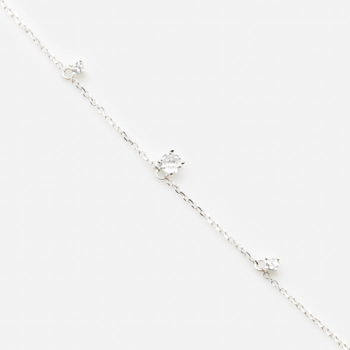Delicate Adjustable Cubic Zirconia Trio Bracelet in Sterling Silver