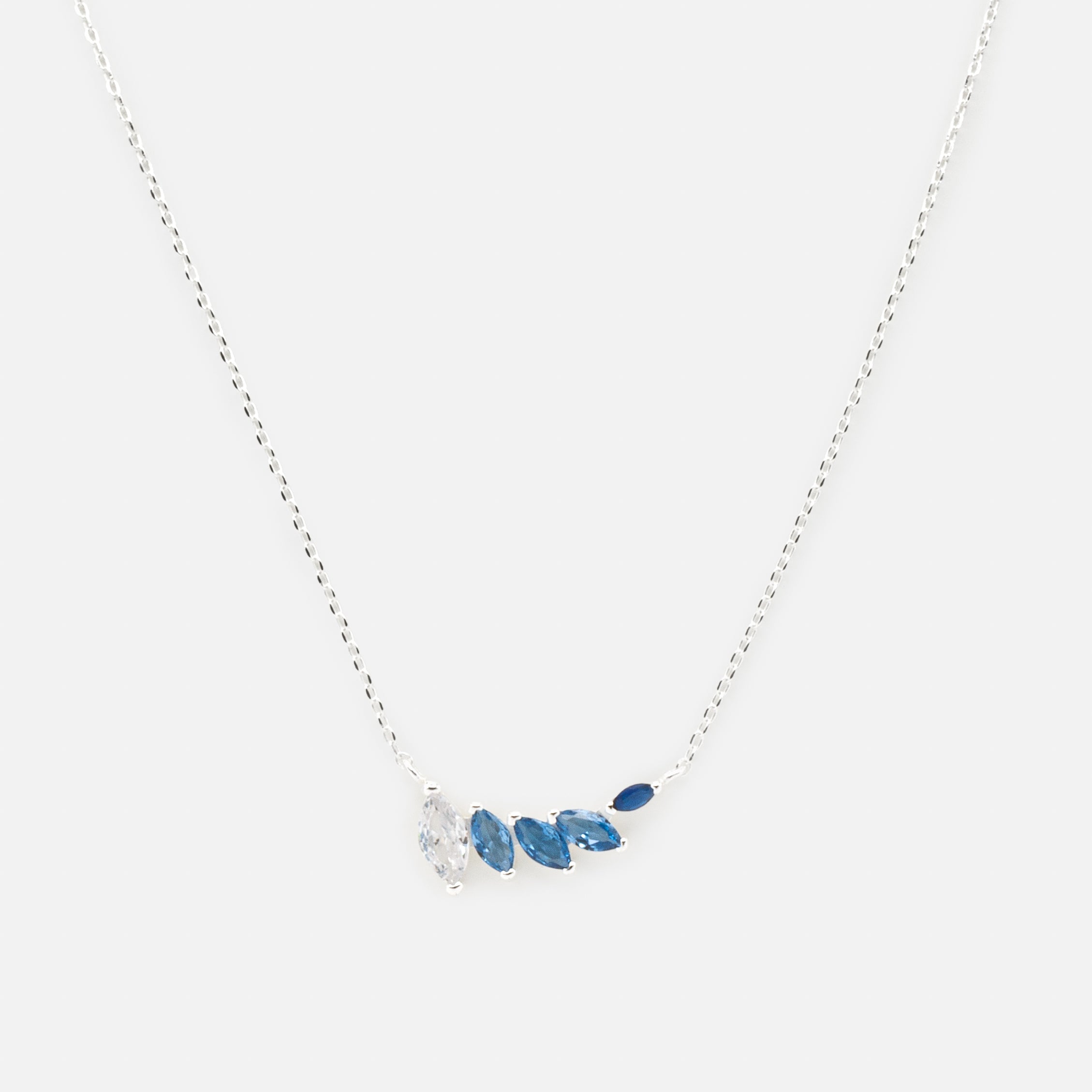 Blue Tone Stone Necklace in Sterling Silver