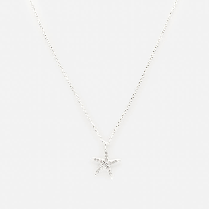 Collier avec breloque étoile de mer et zircons cubiques en argent sterling