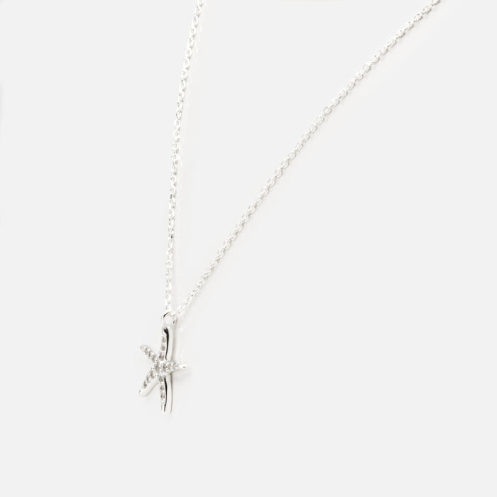 Collier avec breloque étoile de mer et zircons cubiques en argent sterling