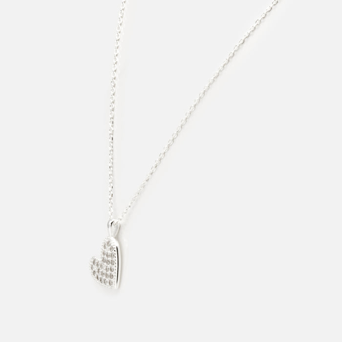 Collier avec breloque coeur plat et zircons cubiques en argent sterling