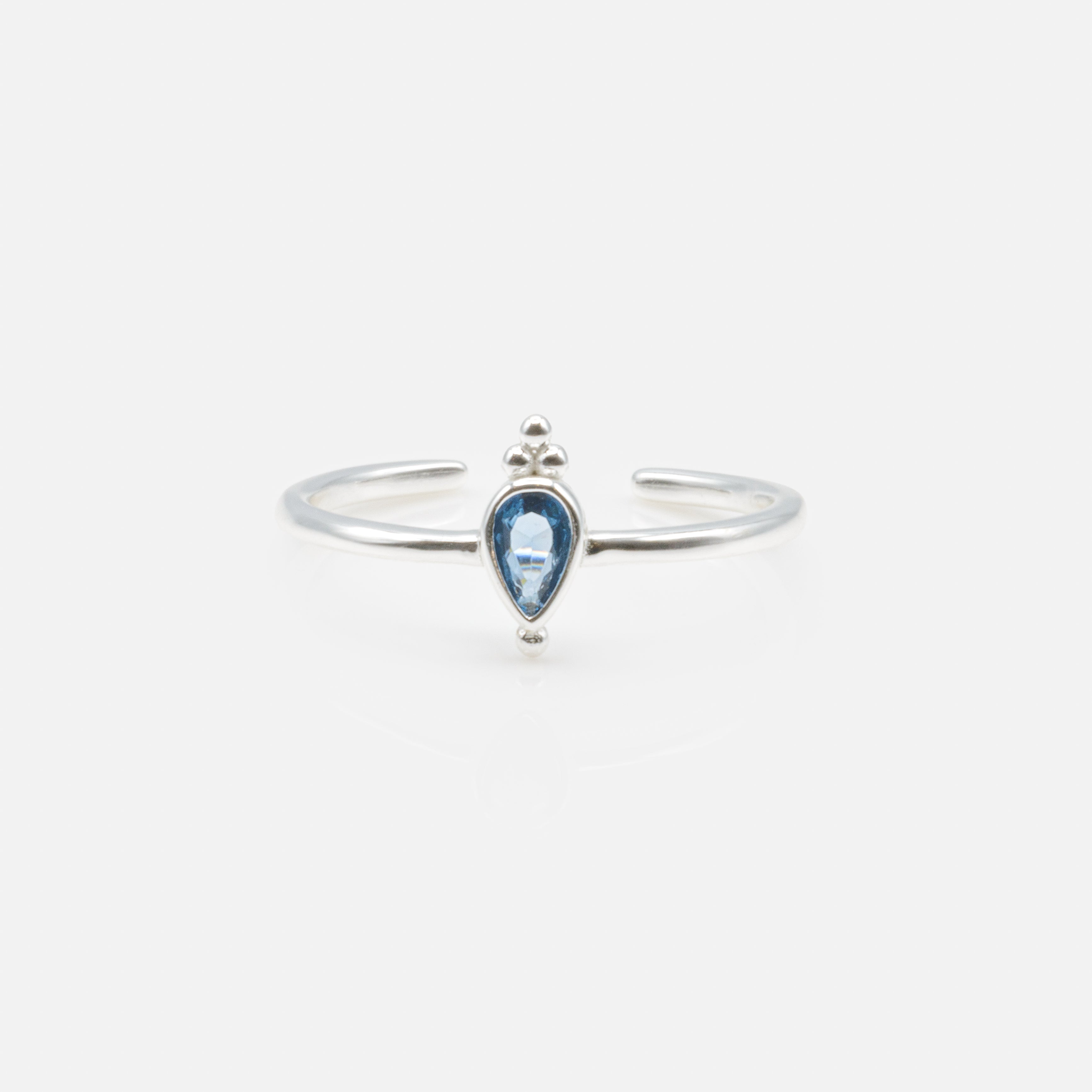 Bluestone Inverted Raindrop Open Ring in Sterling Silver