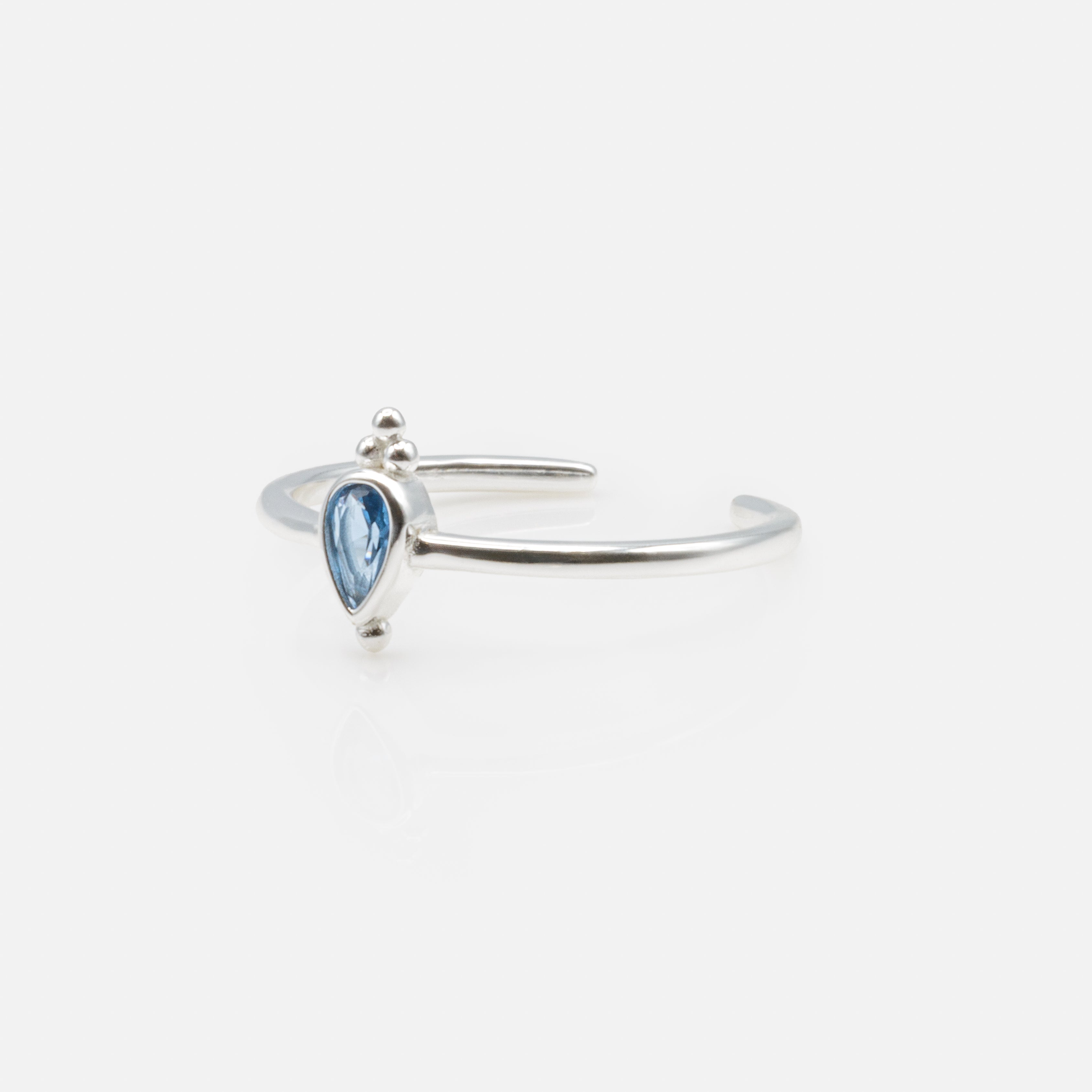 Bluestone Inverted Raindrop Open Ring in Sterling Silver