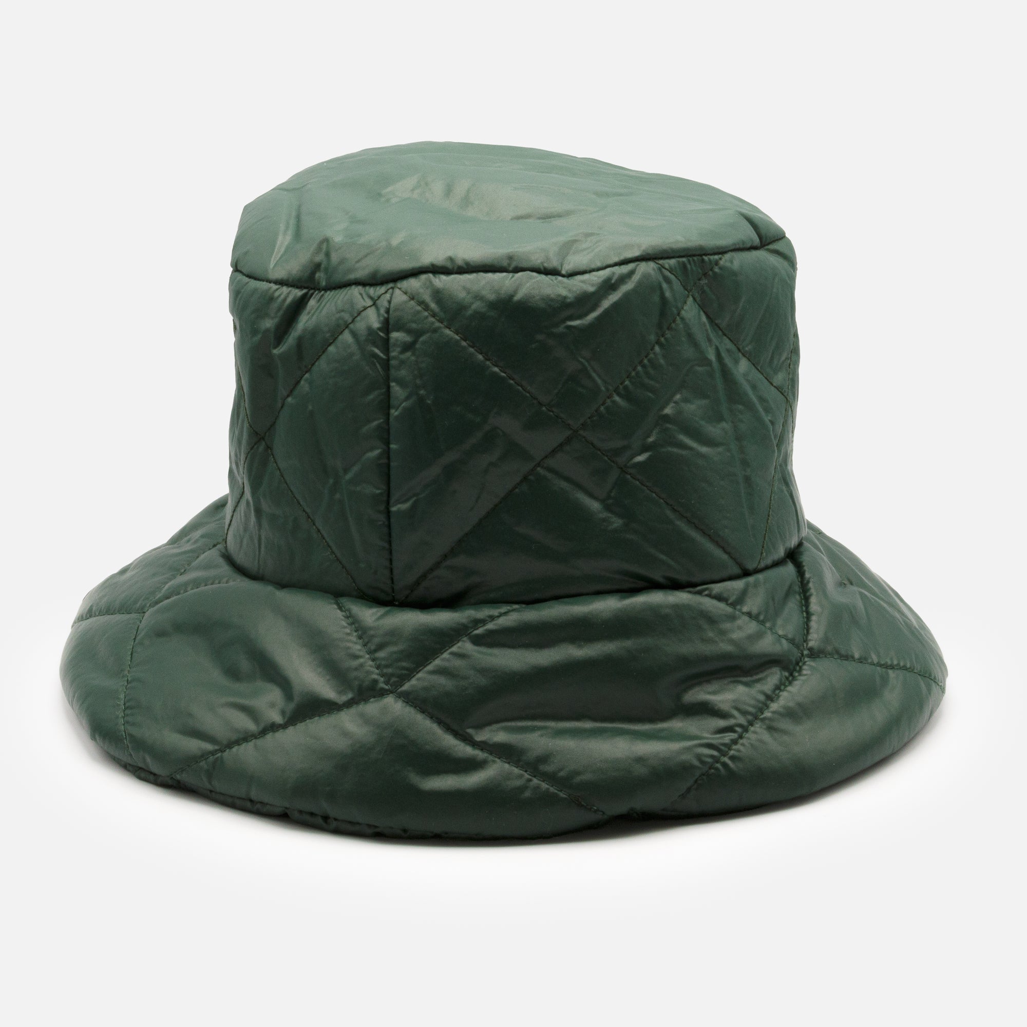 Dark green quilted cloche hat