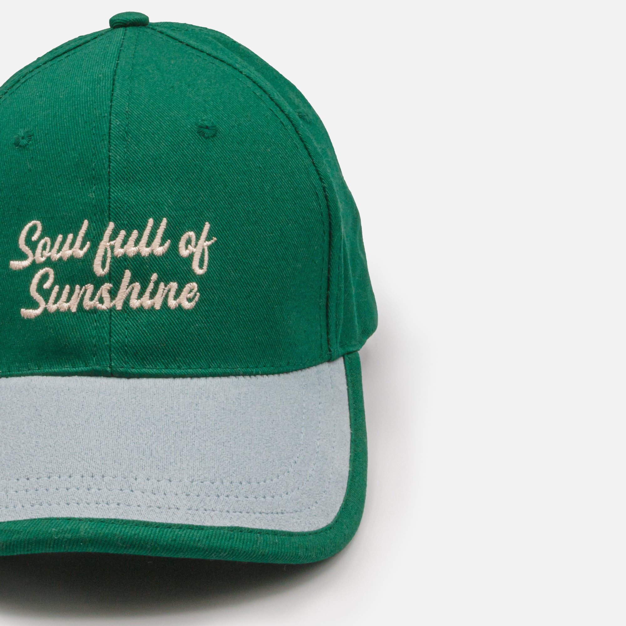 Casquette vert foncé "Soul full of Sunshine" avec palette en denim