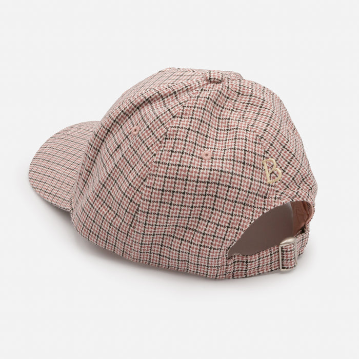 Casquette rose et noire à carreaux