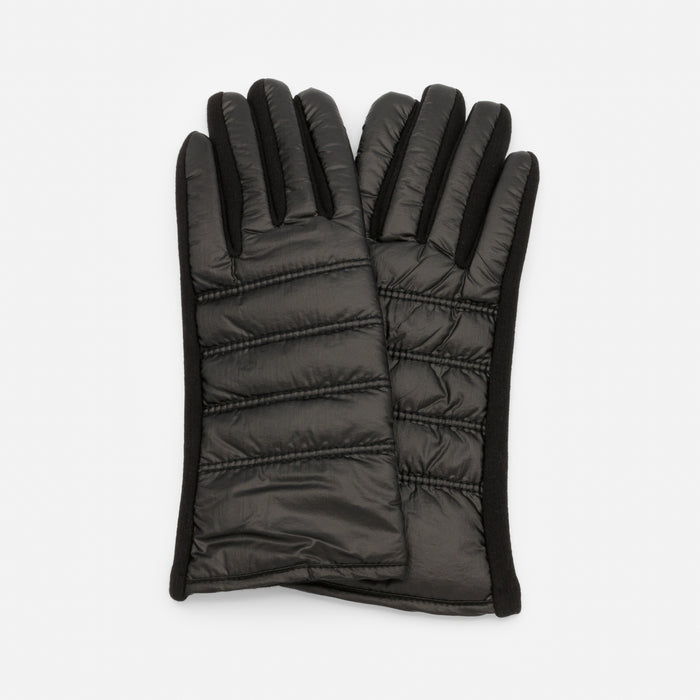 Gants tactiles noirs en tissu effet matelassé