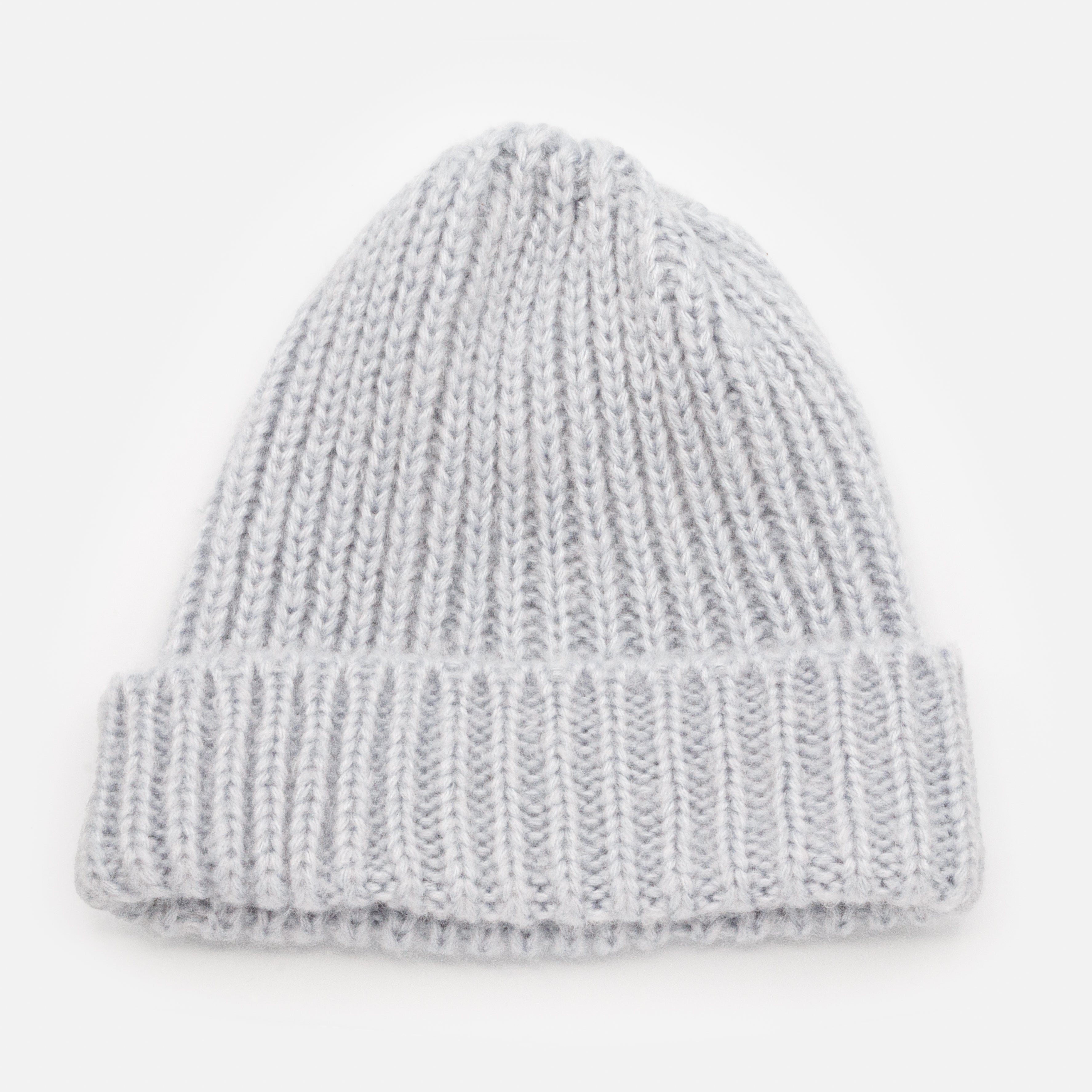 Pale gray wide knit beanie